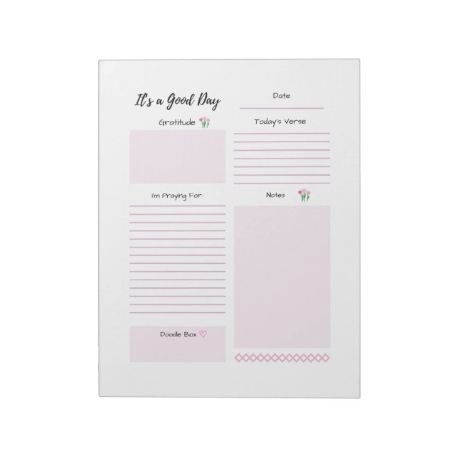Daily Planner Gratitude Prayer Rosa Anteckningsblock (Roterad)