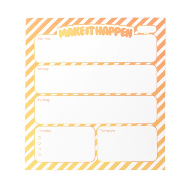 Daily Planner Notepad - Yellow Striped Anteckningsblock (Framsida)