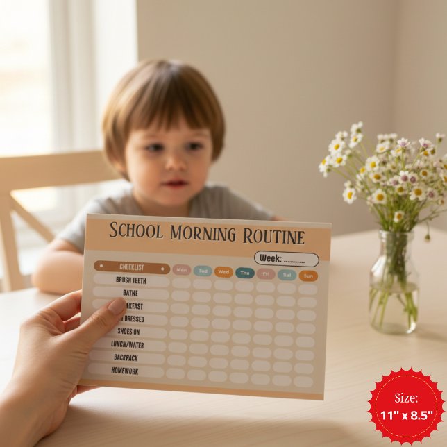 Daily Routine Checklist for Kids Morning & School  Anteckningsblock (Daily Routine Checklist for Kids Morning & School Notepad)