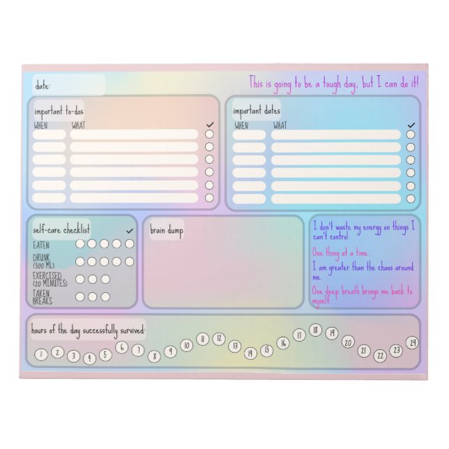 Daily Schedule for Focus & Self-Care  Anteckningsblock (Framsida)