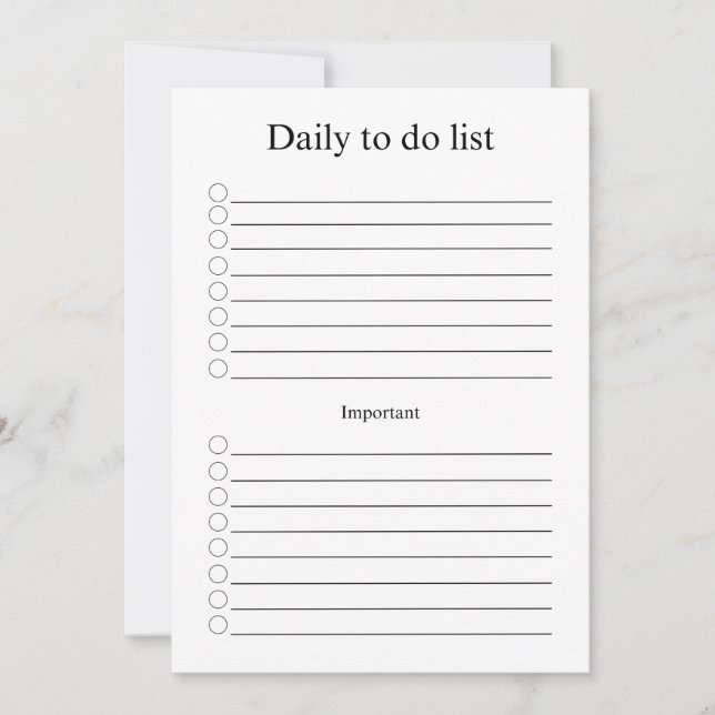 Daily to do list anteckningskort (Framsida)