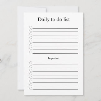 Daily to do list anteckningskort