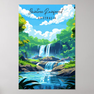 Daintree Rainforest vintage resor illustration Poster