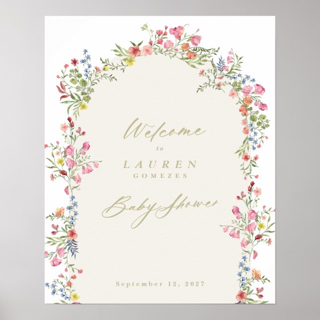 dainty floral spring baby shower welcome sign poster (Framsidan)