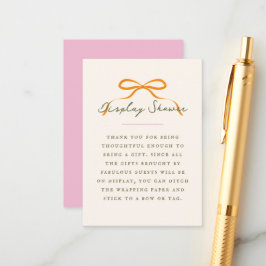 Dainty Orange Bow Baby Display Shower Tilläggskort