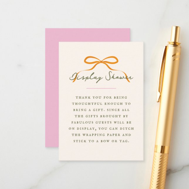 Dainty Orange Bow Baby Display Shower Tilläggskort (Fram/Back In Situ)