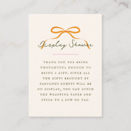 Dainty Orange Bow Baby Display Shower Tilläggskort
