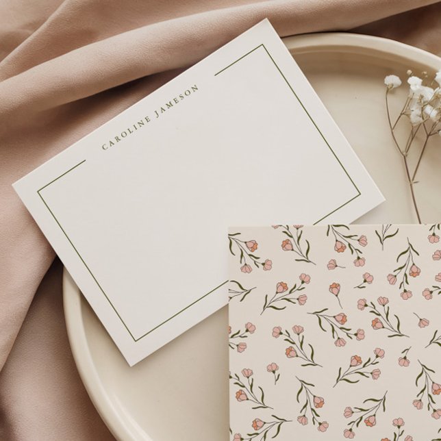 Dainty Simple Floral Flat Note Card Anteckningskort (Skapare uppladdad)