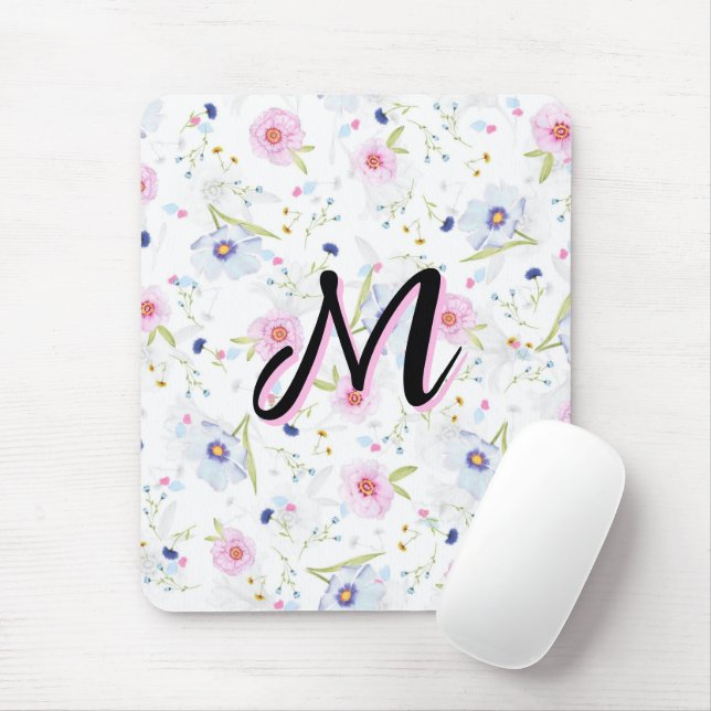 Dainty Wildflower Script Monogram M Coquette Musmatta (Med mus)