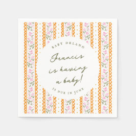 Dainty Wildflower Stripes Baby Shower Due Date Pappersservett