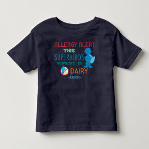 Dairy Allergy Alert Superhjälten Boy Silhouette Tee Shirt