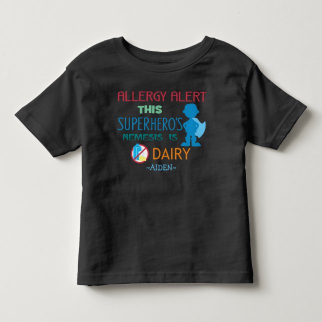 Dairy Allergy Alert Superhjälten Boy Silhouette Tröja (Framsida)