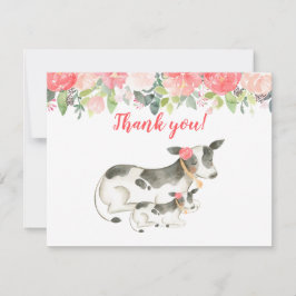 Dairy Cow Blommigt Peony Tackkort Inbjudningar