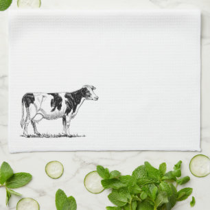 Dairy Cow Holstein Fresian Pencil Teckning Kökshandduk