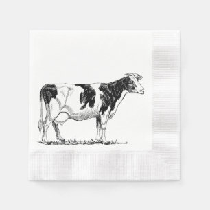 Dairy Cow Holstein Fresian Pencil Teckning Pappersservett