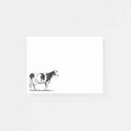 Dairy Cow Holstein Fresian Pencil Teckning Post-it Block