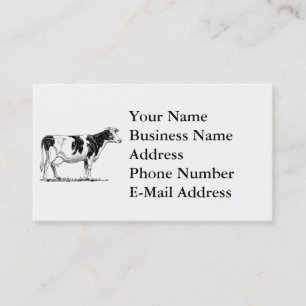Dairy Cow Holstein Fresian Pencil Teckning Visitkort