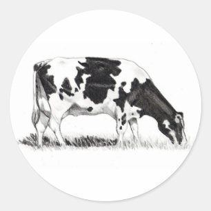 DAIRY COW, PENCIL ART RUNT KLISTERMÄRKE