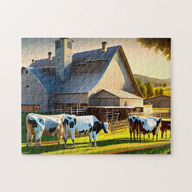 Dairy Cows Photo Puzzles Internet Jigszles Puzzles Pussel (Horisontell)
