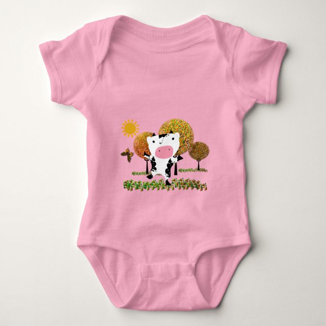 Dairy Farm Nyfödd bebis Cute Cow Jelly Bean Sweet  T-shirt (Framsida)