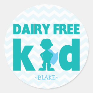 Dairy Free Kid Superhjälten Boy Allergy Stickers Runt Klistermärke
