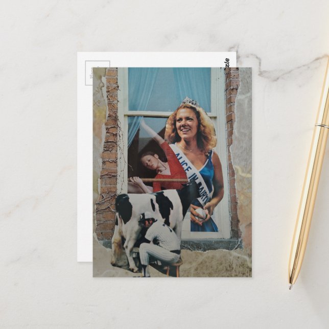 Dairy Princess Alice Unique Retro Collage  Vykort (Fram/Back In Situ)