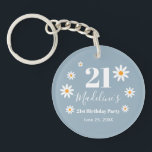 Daisies Dusty blue Birthday Party<br><div class="desc">Keychain Daisies Dusty blue Birthday Party</div>