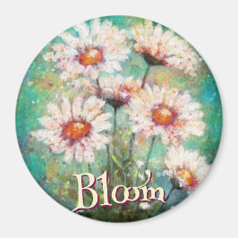 Daisies Impressionistic Floral Teal Personalized Magnet