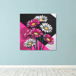 Daisies in Pink and White Canvastryck