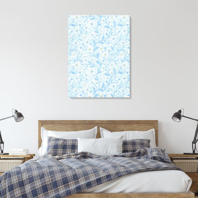 Daisies in white and blue on sea glass canvastryck (Insitu (sovrum))