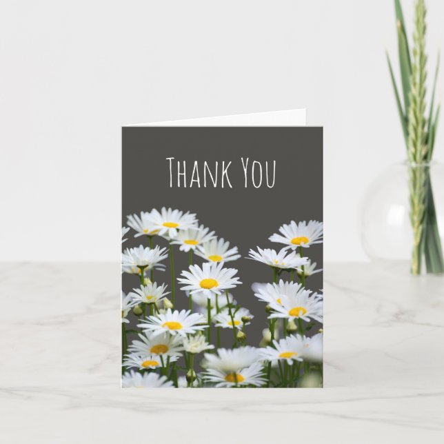 Daisies on Gray Thank You Tack Kort (Framsida)