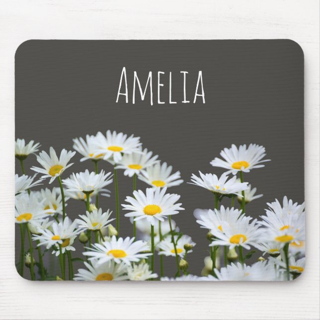 Daisies on Grey Personalised Musmatta (Framsidan)