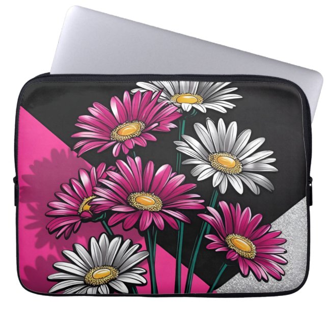 Daisies Pink and White Electronics Bag Laptop Fodral (Framsidan)