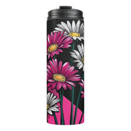 Daisies Pink and White Thermal Tumbler