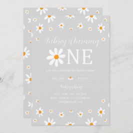 Daisy 1:a födelsedag Grått Inbjudningar