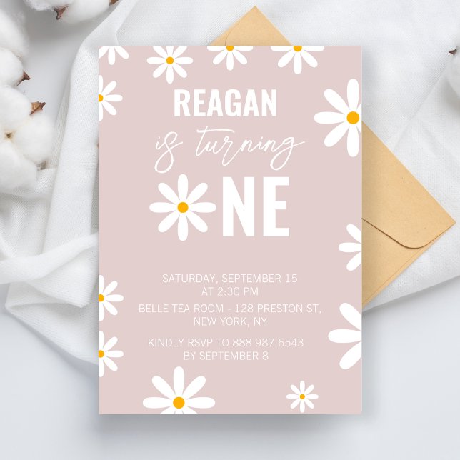 Daisy 1:a födelsedag Party första födelsedag Flick Inbjudningar (Skapare uppladdad)