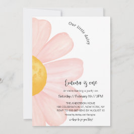 Daisy 1:a födelsedagen, Rosa Daisy flicka 1:a föde Inbjudningar