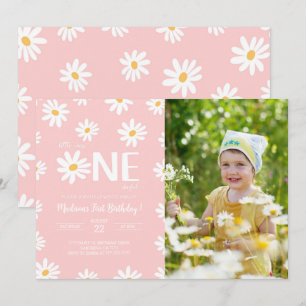 Daisy 1:a födelsedagsfoto inbjudningar