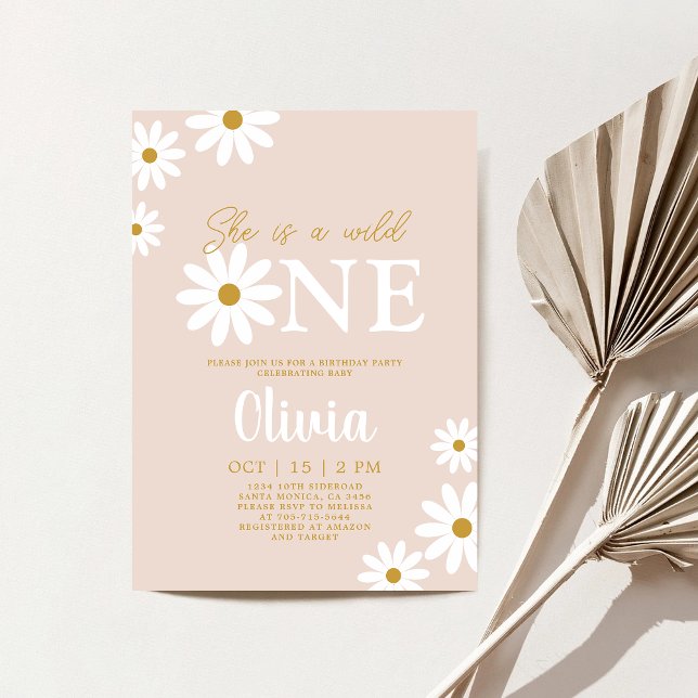 Daisy 1:a födelsedagsinbjudan inbjudningar (Skapare uppladdad)