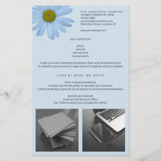 Daisy 2 Blått Blommigt enkelt Modern 2-foto Flygblad