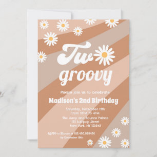 Daisy 2 Groovy Boho 2:a födelsedagsinbjudan Inbjudningar