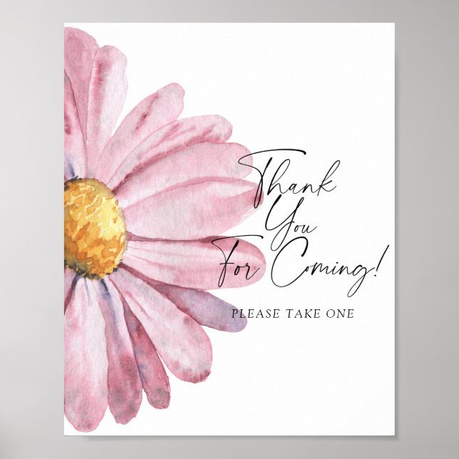 Daisy akvarell - Tack för att du kom Poster (Framsidan)