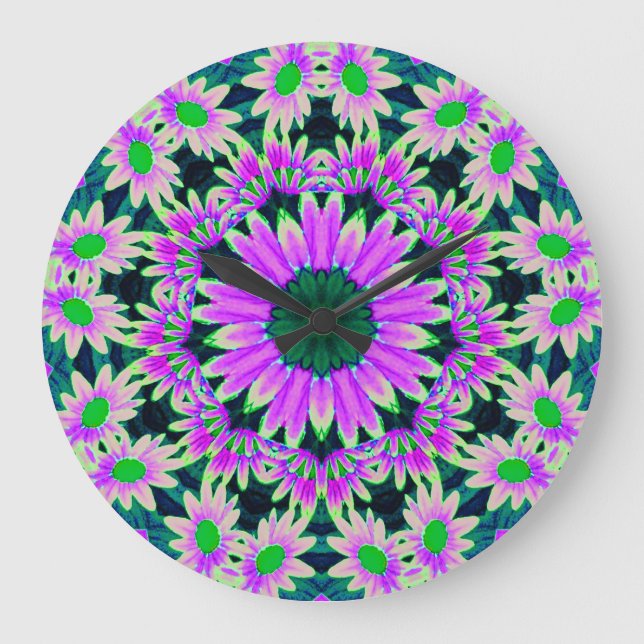 Daisy Älskare Fantasy Fractal Stor Klocka (Framsida)