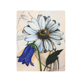 Daisy and Bluebell Wildflower Botanical Metal art
