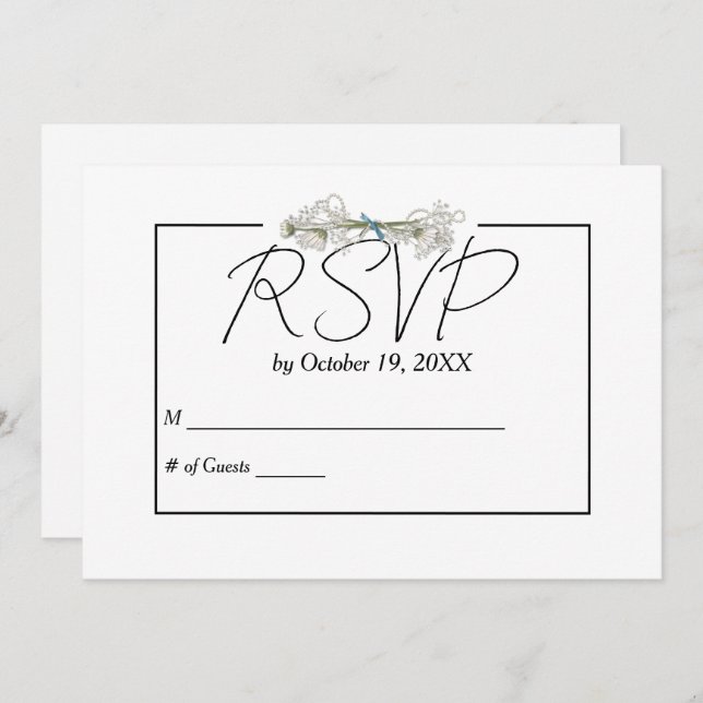 Daisy and Pearls RSVP Wedding  Inbjudningar (Fram/baksida)
