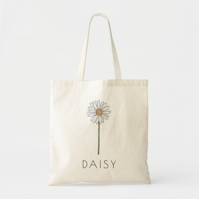 DAISY April - Anpassad namnskylt för blomma Tygkasse (Framsidan)