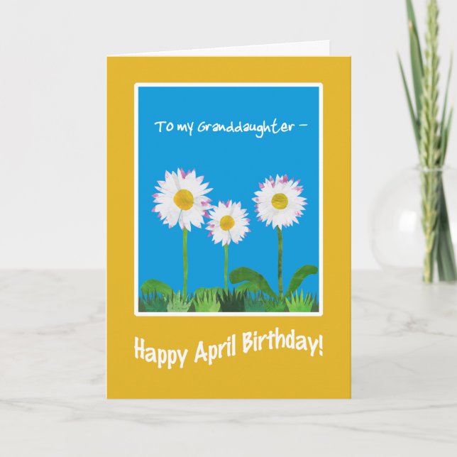 Daisy April Birthday Card for Granddotter Kort (Framsida)