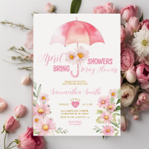 Daisy April Regn Bringar Maj Blommor Paraply Inbjudningar