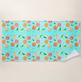 daisy aqua Beach Towel