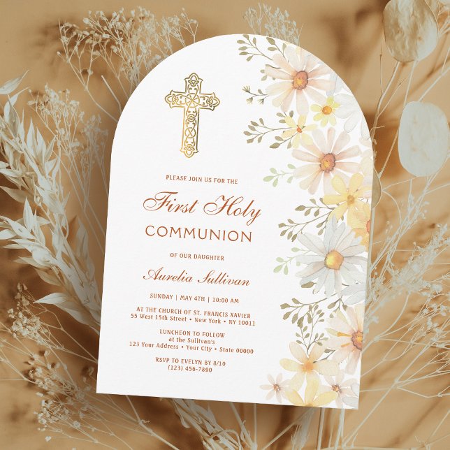 Daisy Arch First Communion-inbjudan Inbjudningar (Skapare uppladdad)